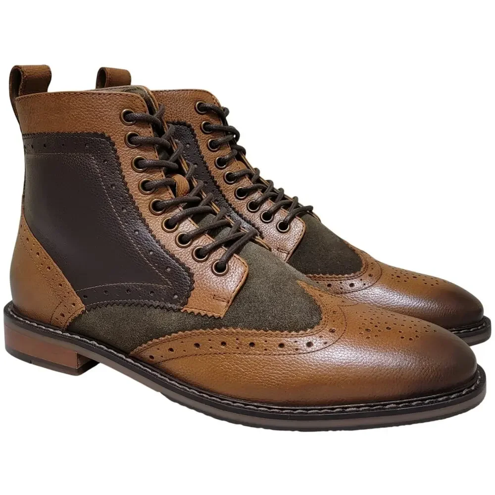 Stacy Adams Men Finnegan Wingtip Brogue Dress Boots Size US 8M Brown Multi